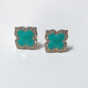 Turquoise + crystal stud earrings